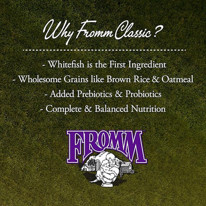 Fromm Classic Adult Whitefish & Rice Dog Food - Premium Dry Dog Food for Large, Medium, & Small Breeds - Whitefish & Rice Recipe - 30 lb