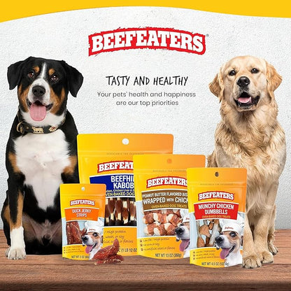 Beefeaters Triple Flavor Beefhide Kabobs 1.58oz (12 Pack) Dog Treats with Real Chicken, Liver & Sweet Potato – Long-Lasting Dog Kabob Treats for Chewing, Dental Support*, Flavor-Packed Treats