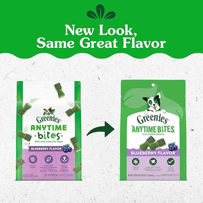 Greenies Anytime Bites Dog Treats, Blueberry Flavor, Dog Training Treats, 24 oz. Bag