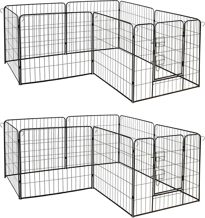 ALEKO Dog Kennel Pet Playpen | Heavy Duty Exercise Cage Fence | 16 Panel | 32 x 32 Inches | Black | 2DK32X32