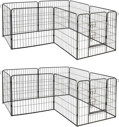 ALEKO Dog Kennel Pet Playpen | Heavy Duty Exercise Cage Fence | 16 Panel | 32 x 32 Inches | Black | 2DK32X32