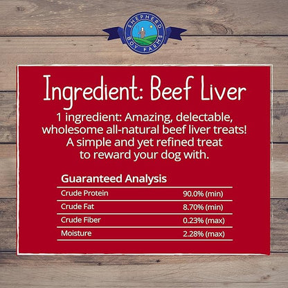 Shepherd Boy Farms Freeze Dried Dog and Cat Treats, Beef Liver, All Natural Single Ingredient Freeze-Dried Dog Treat & Snacks, Made in USA, High Protein, Essential Nutrition of Raw Food, 8oz