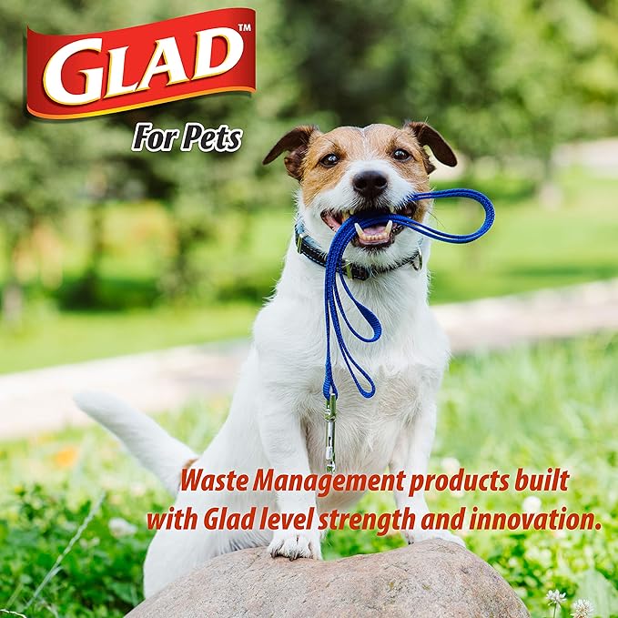 Glad for Pets Extra Large Unscented Heavy Duty Dog Waste Bags with Dispenser and Metal Clip | Plastic Disposable Poop Bags for Dogs, Easy to Use for Dog Walking, 30 Count (Pack of 2)