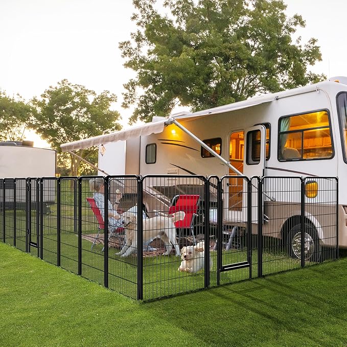 Yaheetech Dog Playpen Outdoor, 47 inch 16 Panels Dog Pen Indoor Heavy Duty Puppy Exercise Pen Metal Pet Fence for RV Camping/Yard/Garden
