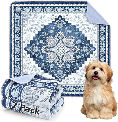 INVENHO 2PACK Washable Pee Pads for Dogs, Reusable Dog Pads Upgrade Non-Slip Dog Pee Pads Heavy Absorbency Puppy Pee Pads Quick Dry Whelping Pads/Waterproof Puppy Training Pad