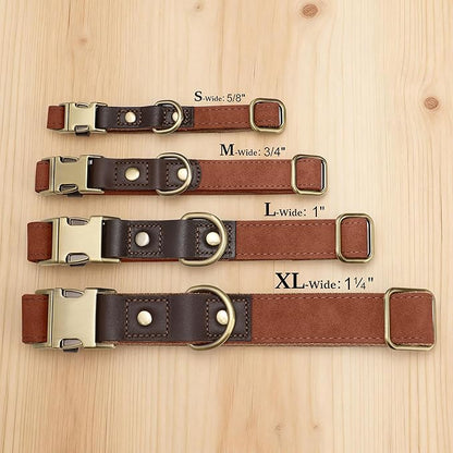 Didog Soft PU Leather Dog Collar for Large Dogs,Classic Adjustable Wide Dog Collars with Quick Release Metal Buckle,Easy Clean and Comfortable,Reddish Brown,XL Neck 20-27", Width 1¼"