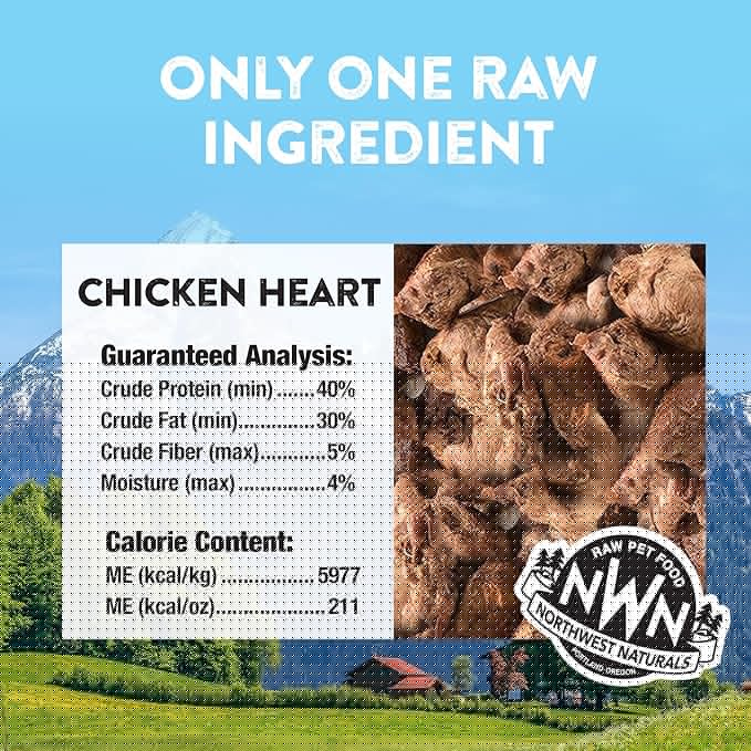 Northwest Naturals Raw Rewards Freeze-Dried Chicken Heart Treats for Dogs and Cats - Bite-Sized Pieces - Healthy, 1 Ingredient, Human Grade Pet Food, All Natural, Proudly Made in USA, 10 Oz