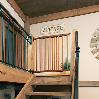 Evenflo Walk-Thru Top of Stairs Baby Gate, Farmhouse Collection