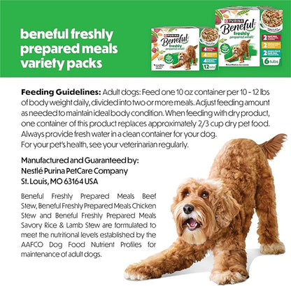 Purina Beneful Gravy Wet Dog Food Variety Pack, Prepared Meals Stew - (12) 10 oz. Tubs