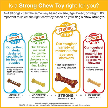 Nylabone Double Action Bone Strong Chew Toy for Dogs, Rubber Dog Toys for Moderate & Aggressive Chewers, Bacon Cheeseburger, Small - Up to 25 Ibs, 1 Count