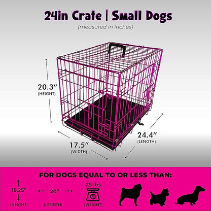 PET Expressions Luxury Colorful 24 Inch Foldable Dog Crate with 2 Doors | Free Training Ebook and Pet Calming Music | 3 Colors & 3