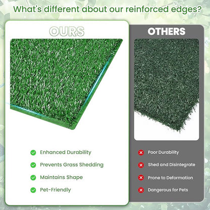 Dog Grass Pad with Tray, Dog Grass Potty Patch Bathroom Mat, Washable Pee Pad for Puppy Training, Dog Litter Box, Portable Perfect Indoor Outdoor Use, 2 Reusable Artificial Turf, 20x25inch