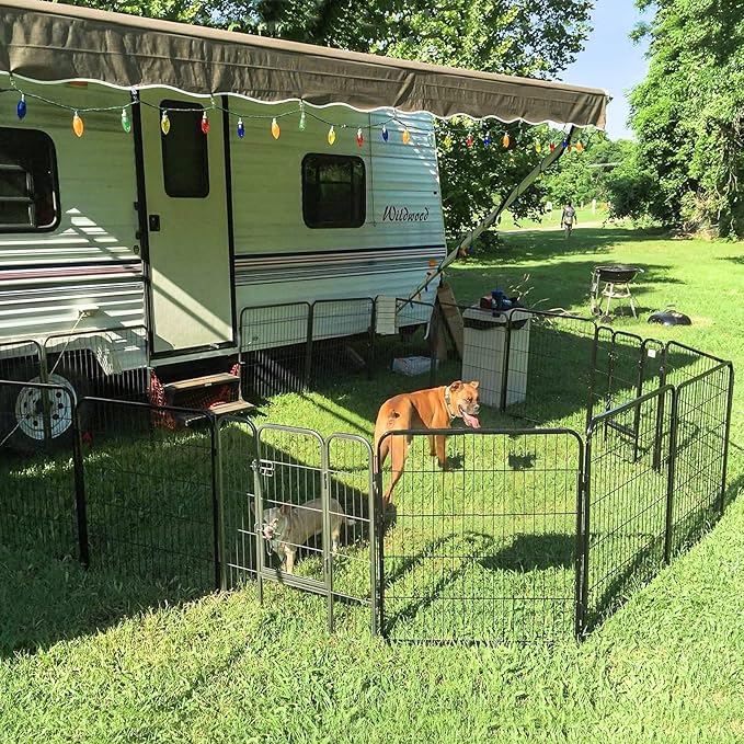 Dog Playpen Indoor & Outdoor Foldable Pet Exercise Fence Pen with Door Gate,Dog Kennels for Small/Medium/Puppy Dogs,Rabbits (8 Panels, 31 Inch)…