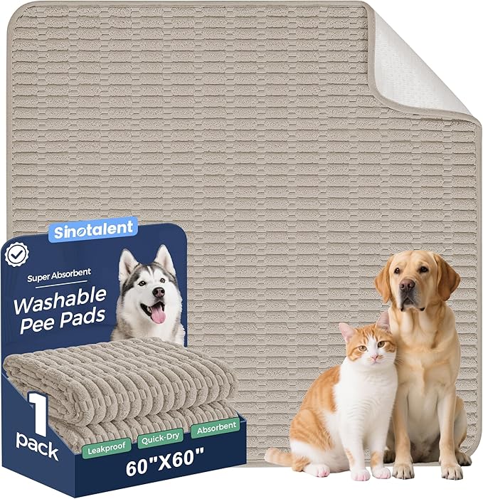 Washable Pee Pads for Dogs, Reusable Puppy Pads Dog Pads, Non-Slip Dog Pee Pads, Leakproof Pet Pee Pads Wee Wee Pads for Dogs. (Brown, 60"x60"(Pack of 1))