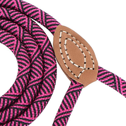 Mile High Life Rope Leash with Genuine Leather Connection, 6 FT/5 FT/4 FT, Heavy Duty Leash for Medium & Large Dogs (Hot Pink, 60 Inch)
