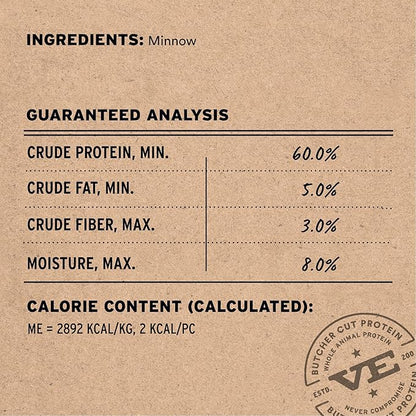 Vital Essentials Freeze Dried Minnows Dog Treats | Single Ingredient | Premium Quality | Grain Free Treats for Dogs, 2.5 oz Bag