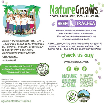 Nature Gnaws Beef Trachea Chews for Dogs 6" (6 Count) - Long Lasting Natural Crunchy Dog Chew Bones - Rawhide Free (Pack of 2)