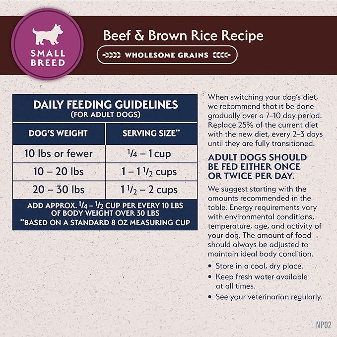 Natural Balance Limited Ingredient Small-Breed Adult Dry Dog Food with Healthy Grains, Beef & Brown Rice, 12 Pound (Pack of 1)