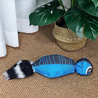 Blue Raccoon Oxford Launching Flying Dog Toy Slingshot Chase Fetch Training Interactive Dog Toy Durable Stuffed Animal Dog Squeaky Toy for Medium Large Dogs Toy Gift 38cm/14.96in