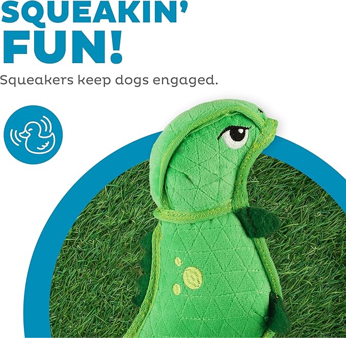 Outward Hound Xtreme Seamz Dino Squeaky Plush Dog Toy - Reinforced Dense Stuffing Plush Toy