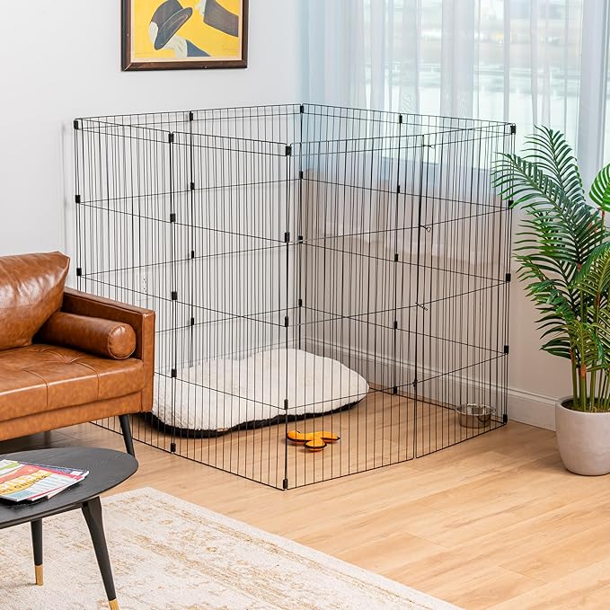 IRIS USA 48" 8-Panel Metal Pet Dog Puppy Playpen, Indoor/Outdoor Dog Fence, 58 x 58 x 48, Foldable, Customizable, Black