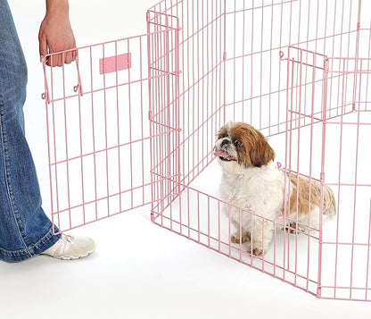 MidWest Homes for Pets 24-Inch Exercise Pen, for Indoor and Outdoor Use, 16 Sq Feet of Play, Single Door Folding Dog Pen, with Large Door Opening & Secure Latch, Easy to Set Up, Foldable Dog Playpen