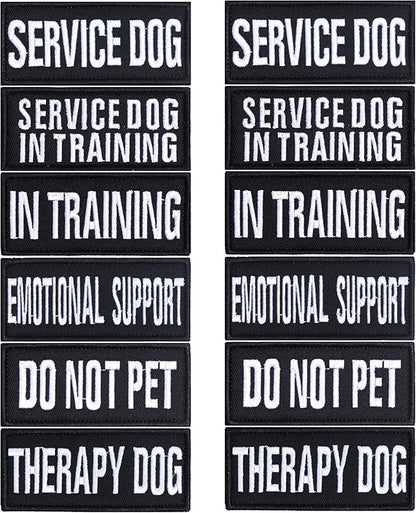 Pistha 12 Pieces Removable Tactical Dog Harness Service Dog Vest Patches Do Not Pet in Training and Emotional Support Dog Vest Patches(3.6 x 1.6Inch)