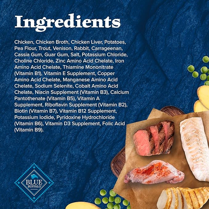 Blue Buffalo Wilderness Snake River Grill Natural High Protein Wet Food for Adult Dogs, Trout, Venison & Rabbit, 12.5-oz Cans, 12 Count