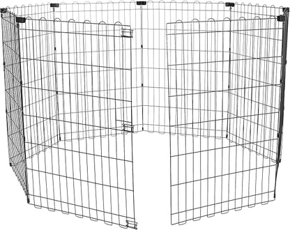 Amazon Basics Portable Foldable Octagonal Metal Exercise Dog Playpen, Indoor/Outdoor Pet Fence, No Door, 8 Panels, Medium, 60 x 60 x 36 inches, Black