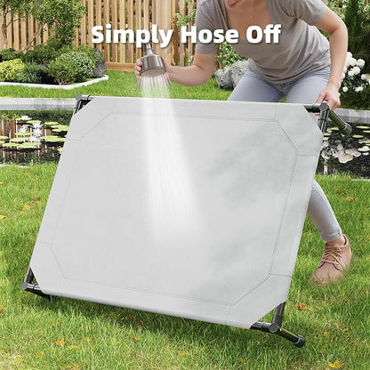 Simple Trending Raised Dog Bed for Large Dogs, Outdoor Elevated Dog Cot with Washable Breathable Mesh, Waterproof Cooling Pet Bed, 42" x 31", Grey