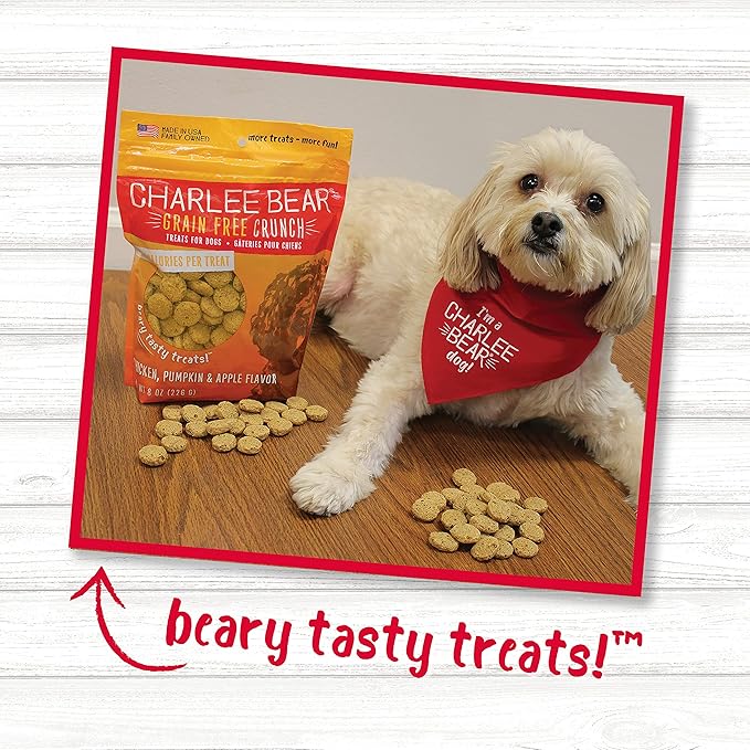 Charlee Bear Grain-Free Bear Crunch Chicken, Pumpkin & Apple Flavor - Net Wt 8 oz. (Pack of 2)