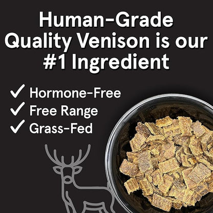 TRMC Real Meat Air Dried Dog Food w/Real Venison - 2lb Bag of USA-Crafted Grain-Free Real, Sourced from Hormone-Free, Free-Range, Grass-Fed Venison - All Natural, High Protein