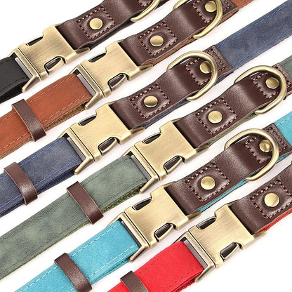 Didog Soft PU Leather Dog Collar for Large Dogs,Classic Adjustable Wide Dog Collars with Quick Release Metal Buckle,Easy Clean and Comfortable with Nylon Lining,Black,XL Neck 20-27", Width 1¼"