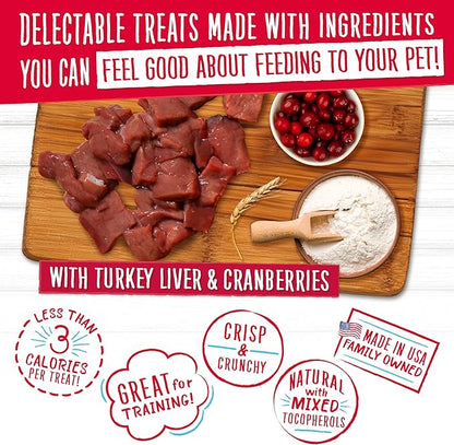Charlee Bear Original Crunch Dog Treats, Turkey Liver and Cranberries, 16 Ounce Resealable Bag, Low Calorie Training Treats for Dogs, Limited Ingredient, Healthy, Crunchy Dog Snacks, Made in USA