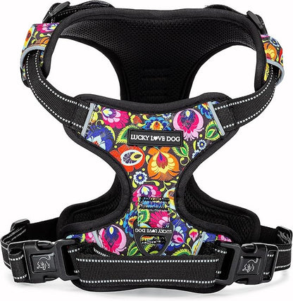 Lucky Love Dog No Pull Dog Harness, Adjustable and Easy to Walk, Cute Patterned Harness for SmallMale & Female Dogs - Blackbird, Small