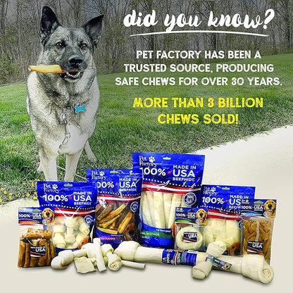Pet Factory 7in Braided Beefhide Dog Chew Sticks with Peanut Butter Flavor - 100% USA Made Rawhide Chews for Medium Dogs,Long Lasting Dental Health,7 inches,6 Count (Pack of 2)