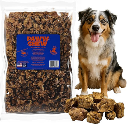 PAWW CHEW Beef Lung Dog Treats - 100% Natural, Single Ingredient, (2.5 Pound) Made in the USA, Bulk Dog Treats, High Protein, High Value Dog Training Treats, Grain Free, Low-Odor Free for All Breeds