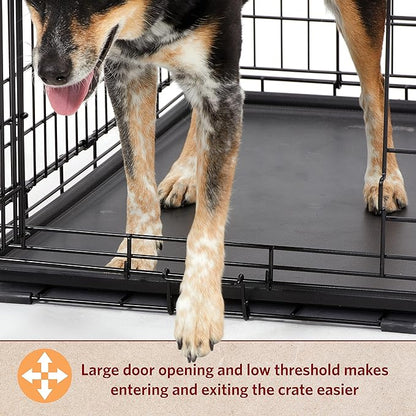 MidWest Homes for Pets 42-Inch LifeStages Crate for Large Breeds, 71-90 lbs, Double Door Folding Dog Crate with Divider Panel, Leak-Proof Tray & Secure Latch, Heavy-Duty & Easy to Assemble