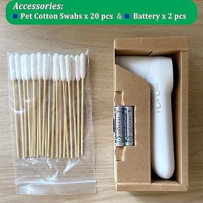 Dog Ear Temperature Monitor, Long Probe for Pets Ear Canal Only, Measure Dog Temperature in 1 Second, Voice On/Off Switchable, C/F Switchable (White)