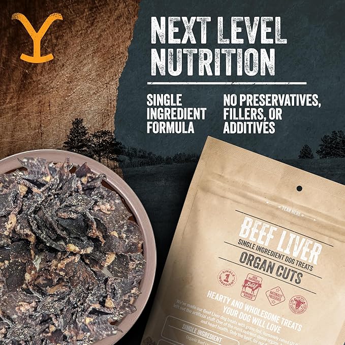 Yellowstone Limited Ingredient Dog Treats Beef Liver - Healthy Dog Treats Made in USA - Air Dried Beef Collagen Dog Jerky Treats - Crunchy & Chewy Dog Treats - Beef Dog Treats Jerky - 4 oz