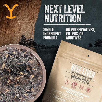 Yellowstone Limited Ingredient Dog Treats Beef Liver - Healthy Dog Treats Made in USA - Air Dried Beef Collagen Dog Jerky Treats - Crunchy & Chewy Dog Treats - Beef Dog Treats Jerky - 4 oz