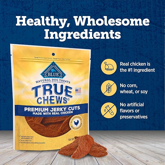 Blue Buffalo True Chews Premium Jerky Cuts Dog Treats, Made in the USA with Natural Ingredients, Chicken, 32-oz Bag