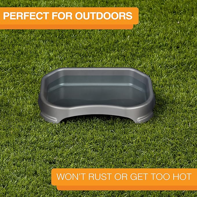 Neater Pet Brands Large Capacity Outdoor Dog Water Bowl for Small Dogs, Cats, Reptiles, Birds, & Small Animals, Outdoor Water Bowls for Dogs (8 Cups), Feed Bowl & Trough, Indoor or Outside, Grey