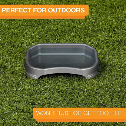 Neater Pet Brands Large Capacity Outdoor Dog Water Bowl for Small Dogs, Cats, Reptiles, Birds, & Small Animals, Outdoor Water Bowls for Dogs (8 Cups), Feed Bowl & Trough, Indoor or Outside, Grey