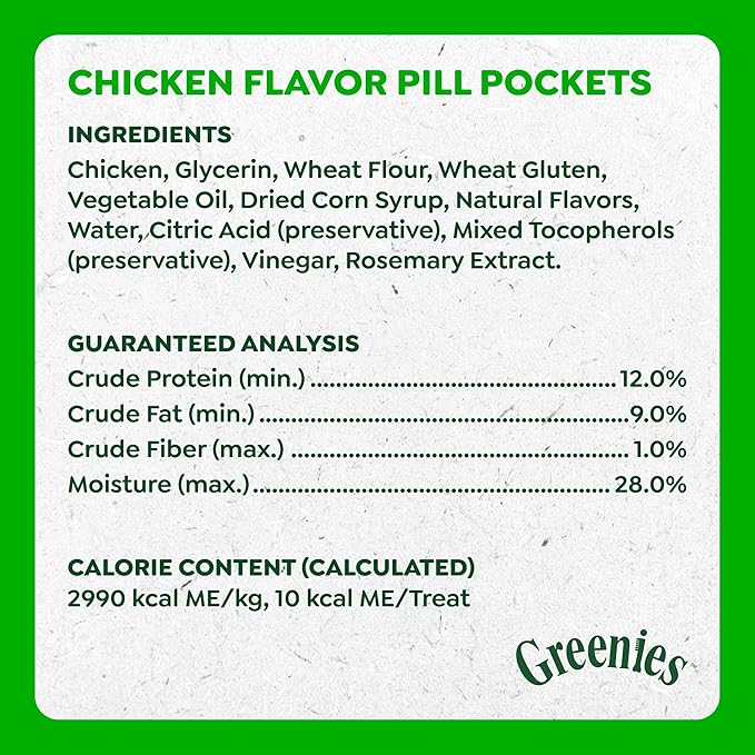 Greenies Pill Pockets for Dogs Small Size, Tablet Pill Treats for Dogs, Chicken Flavor, 3.2 oz. Pouch