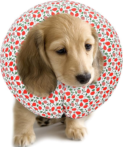 Protective Inflatable Collar for Dogs and Cats - Soft Pet Recovery Collar Does Not Block Vision, Prevents Pets from Touching Stitches, Wounds and Rashes (Floral - 1, Neck 6" - 8")