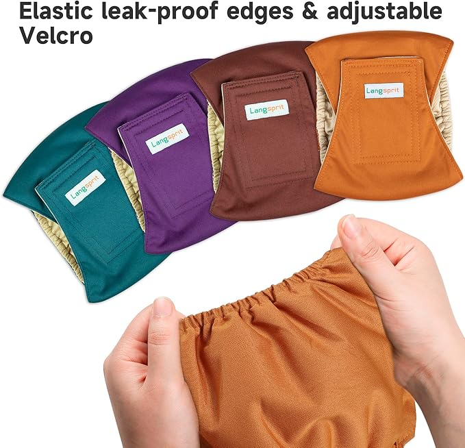 Male Dogs Diapers Belly Bands(4Pack), Washable Reusable Male Boy Doggy Wraps Panties for Doggie Puppy Pooping Potty Training Incontinence Marking Pañal para Perro Large