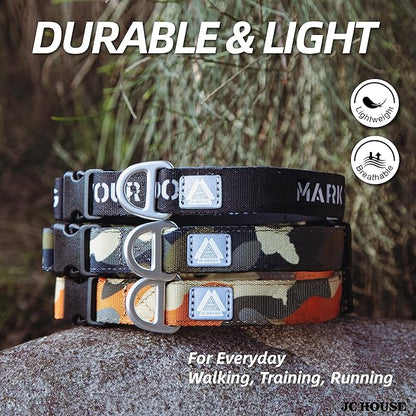 Soft Padded Dog Collar, Neck 9’’-14’’, Adjustable Heavy Duty Collar with 3M Reflective Logo for Small Dogs, Camo Orange, S
