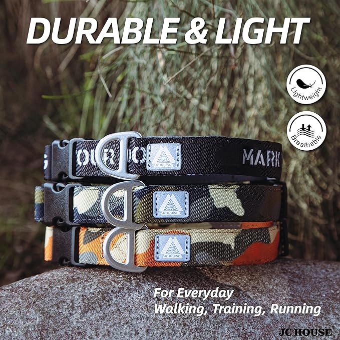 Soft Padded Dog Collar, Neck 16’’-25’’Adjustable Heavy Duty Collar with 3M Reflective Logo for Medium, Large Dogs, Camo Green, L