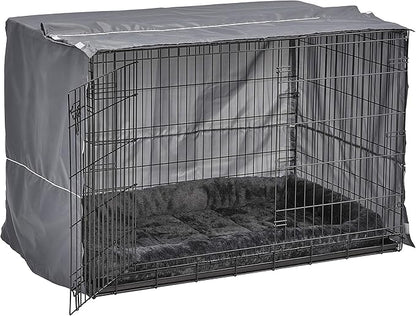 MidWest Homes for Pets Double Door 48-inch Dog Crate Kit, Bundle Includes a Two-Door Cage, Matching Gray Bed and Crate Cover, For Extra-Large Sized Breeds